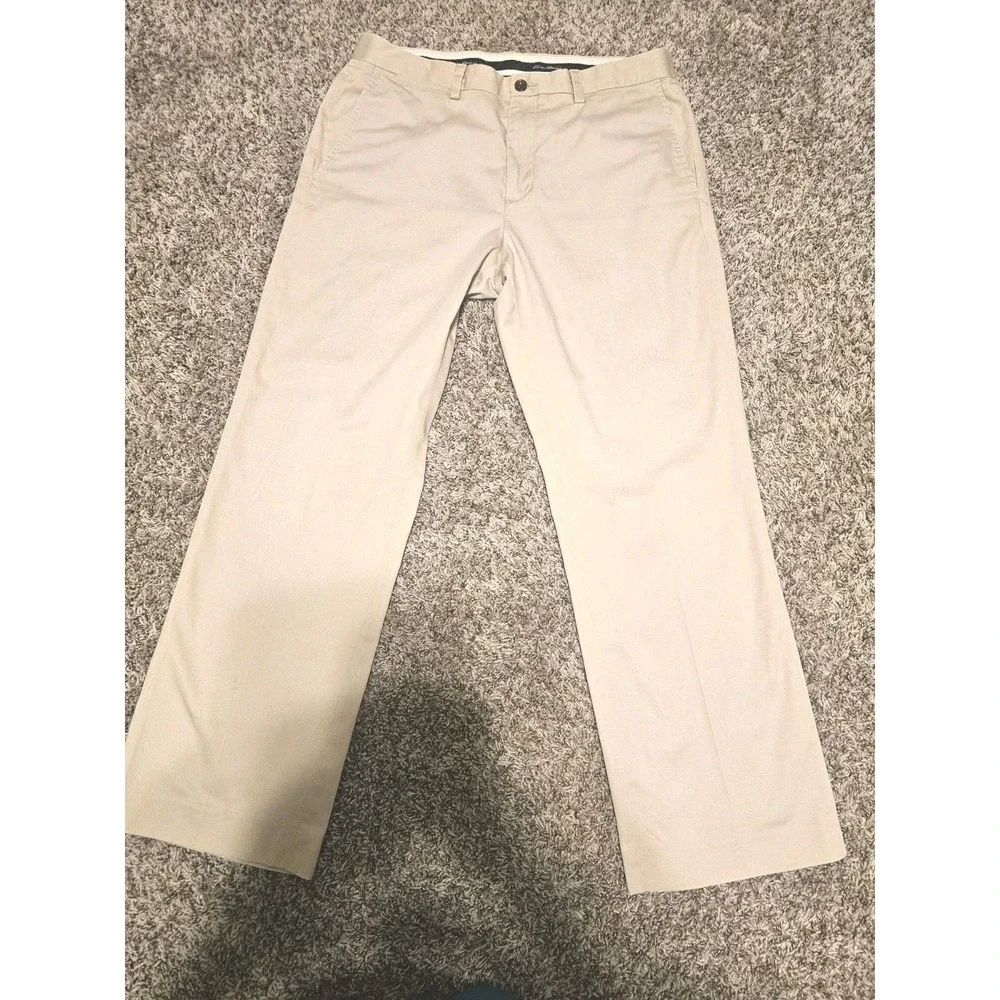 Mens Eddie Bauer Wrinkle Free Classic‎ Fit Khaki Pants Tan 34X30 Chino Trouser